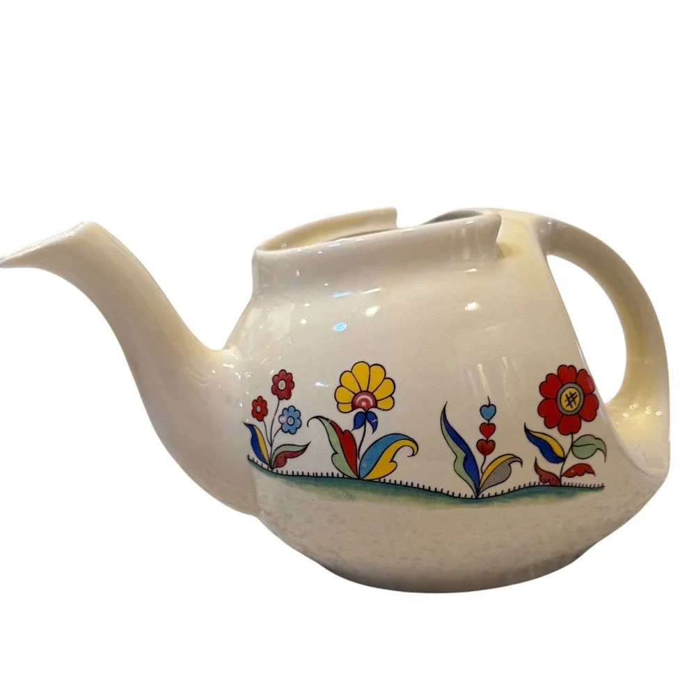 Hall's Superior Quality‎ Teapot USA RARE Meadow Flower Streamline No Lid1930's